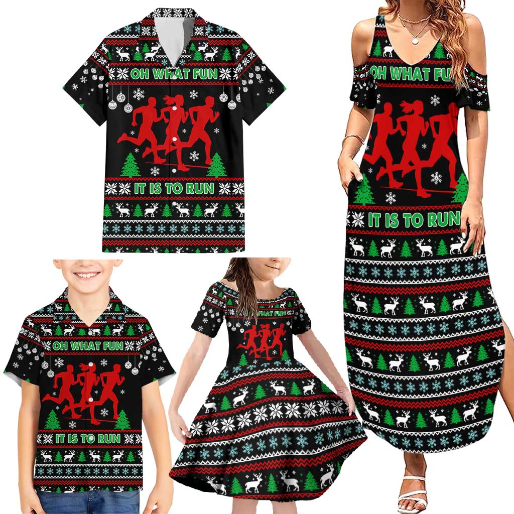 Running Oh What Fun Christmas Family Matching Summer Maxi Dress and Hawaiian Shirt Xmas Holiday Patterns - Wonder Print Shop