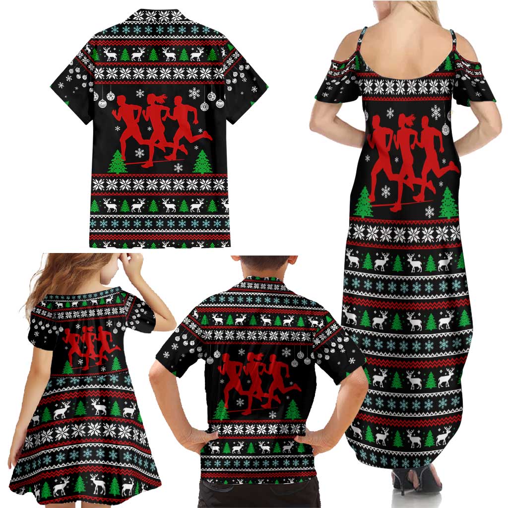 Running Oh What Fun Christmas Family Matching Summer Maxi Dress and Hawaiian Shirt Xmas Holiday Patterns - Wonder Print Shop