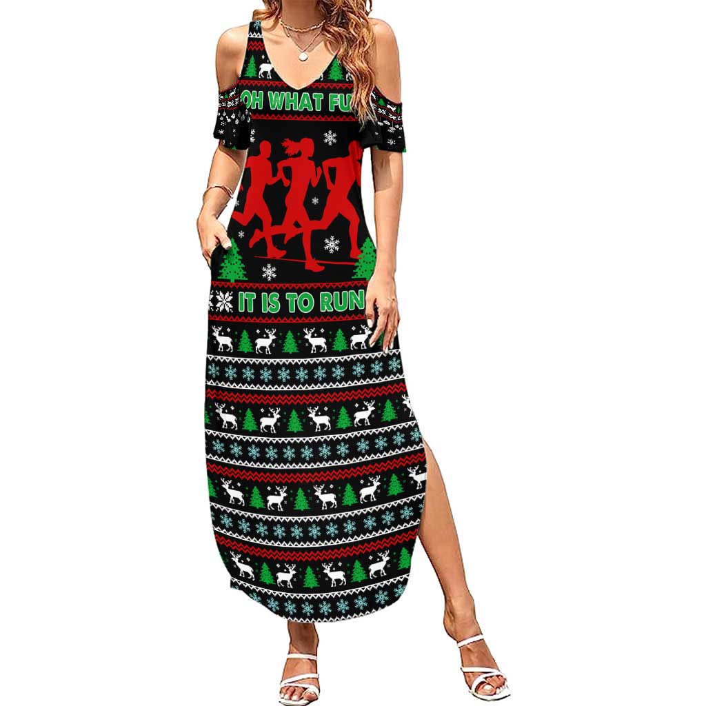 Running Oh What Fun Christmas Family Matching Summer Maxi Dress and Hawaiian Shirt Xmas Holiday Patterns - Wonder Print Shop