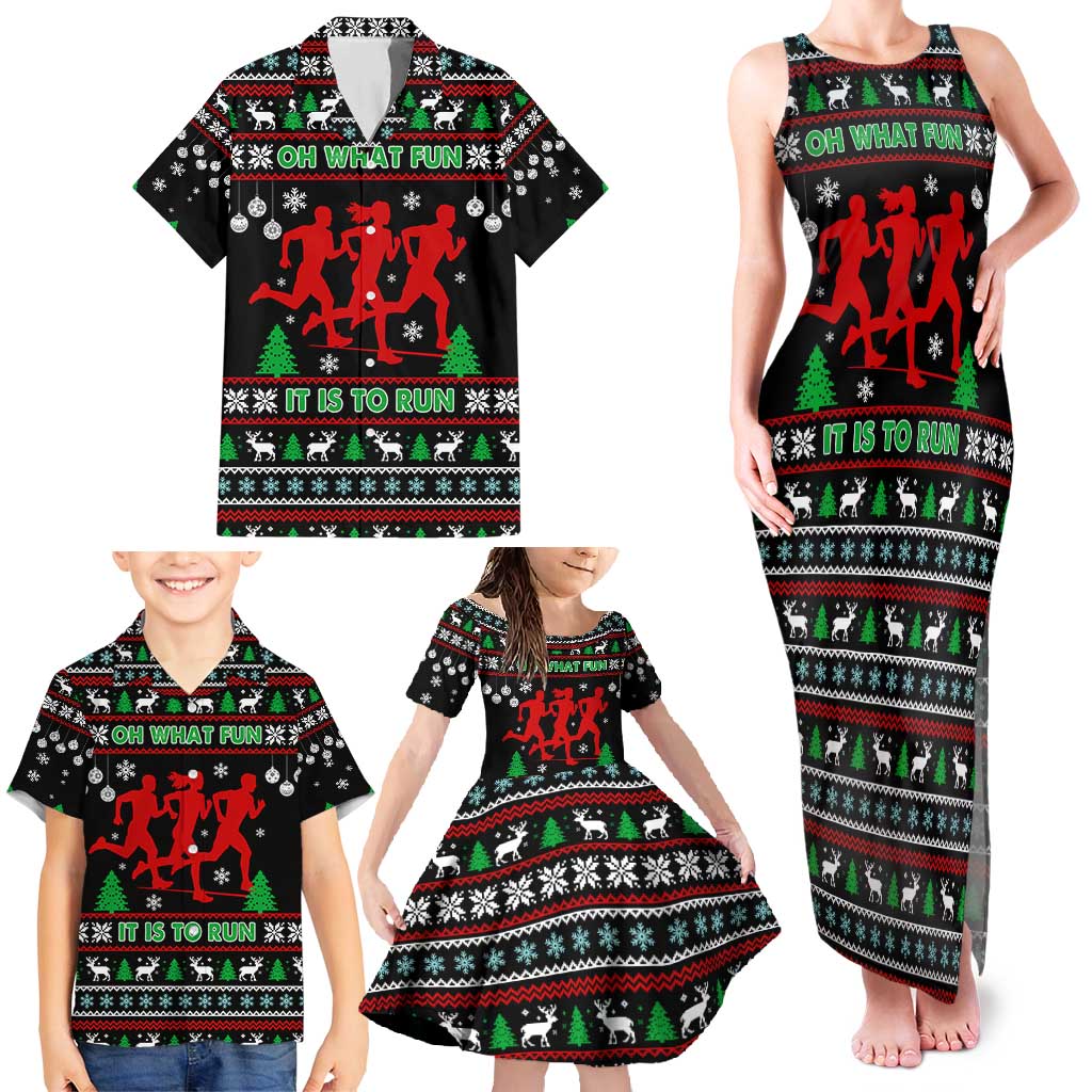 Running Oh What Fun Christmas Family Matching Tank Maxi Dress and Hawaiian Shirt Xmas Holiday Patterns - Wonder Print Shop
