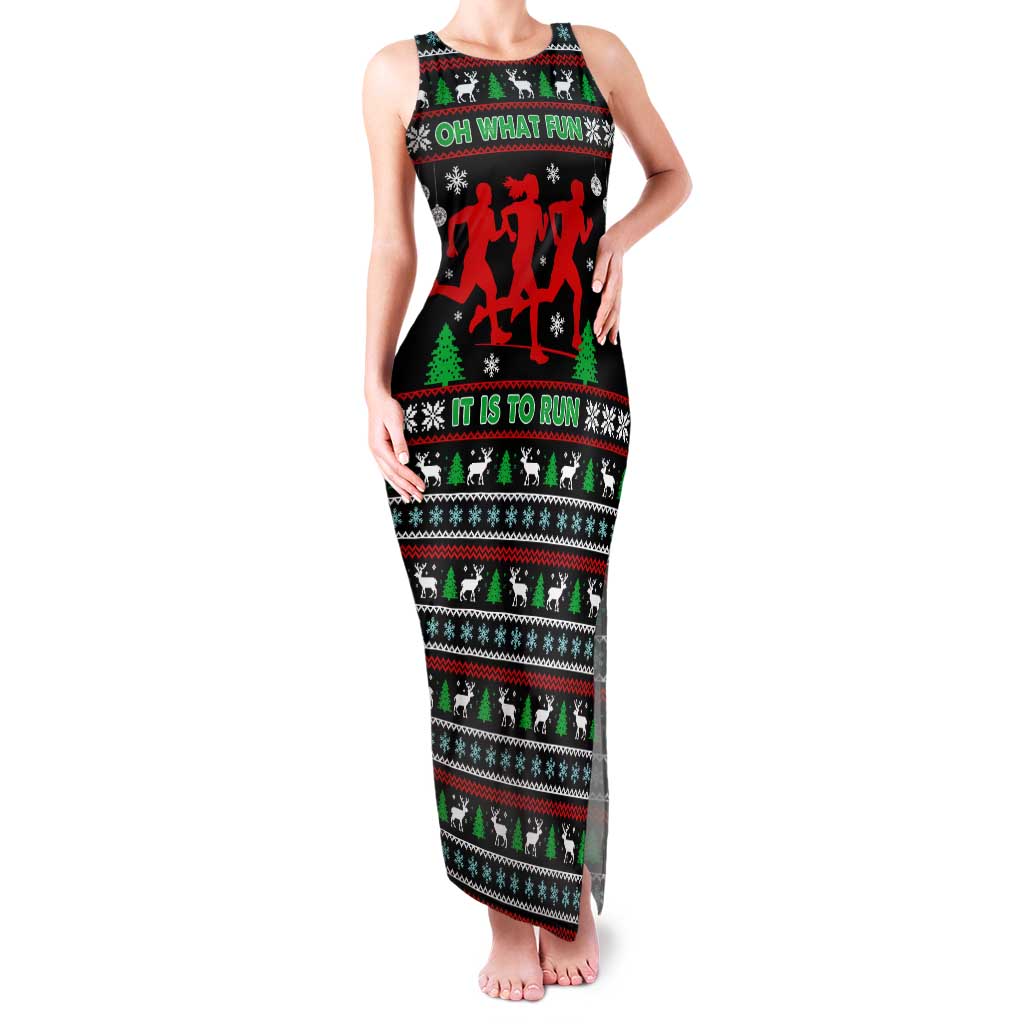 Running Oh What Fun Christmas Family Matching Tank Maxi Dress and Hawaiian Shirt Xmas Holiday Patterns - Wonder Print Shop