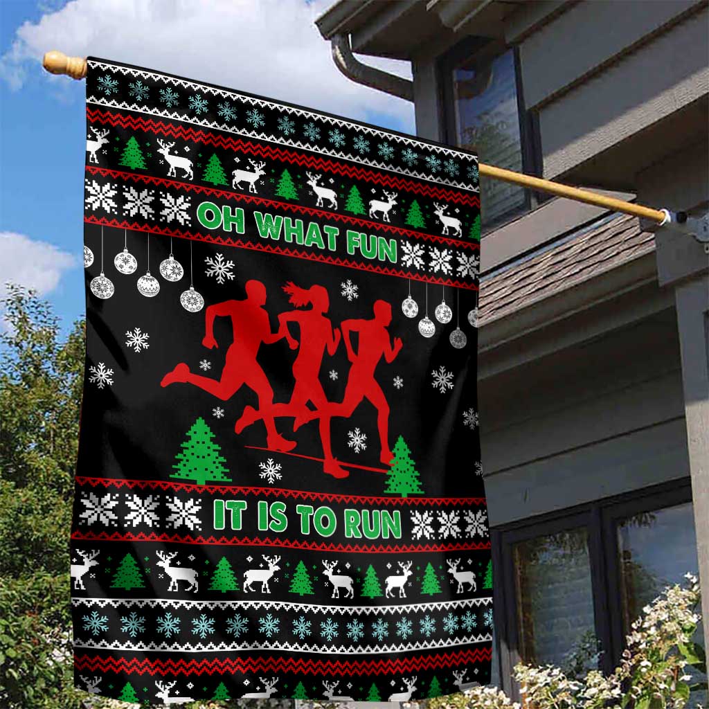 Running Oh What Fun Christmas Garden Flag Xmas Holiday Patterns - Wonder Print Shop
