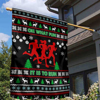 Running Oh What Fun Christmas Garden Flag Xmas Holiday Patterns - Wonder Print Shop