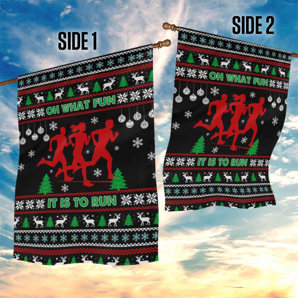 Running Oh What Fun Christmas Garden Flag Xmas Holiday Patterns - Wonder Print Shop