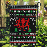 Running Oh What Fun Christmas Garden Flag Xmas Holiday Patterns - Wonder Print Shop