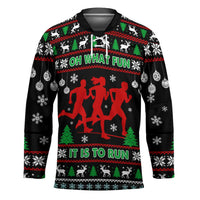 Running Oh What Fun Christmas Hockey Jersey Xmas Holiday Patterns - Wonder Print Shop