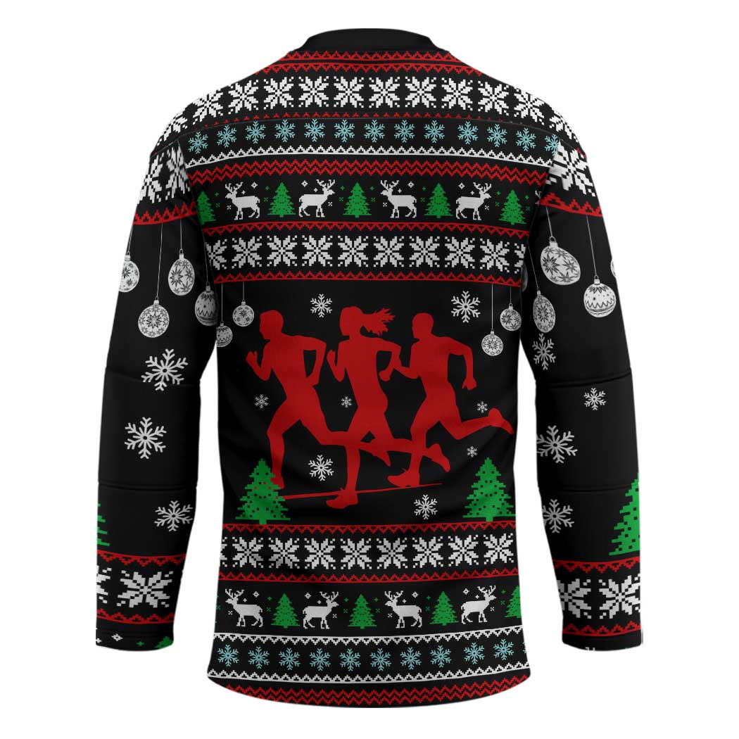 Running Oh What Fun Christmas Hockey Jersey Xmas Holiday Patterns - Wonder Print Shop