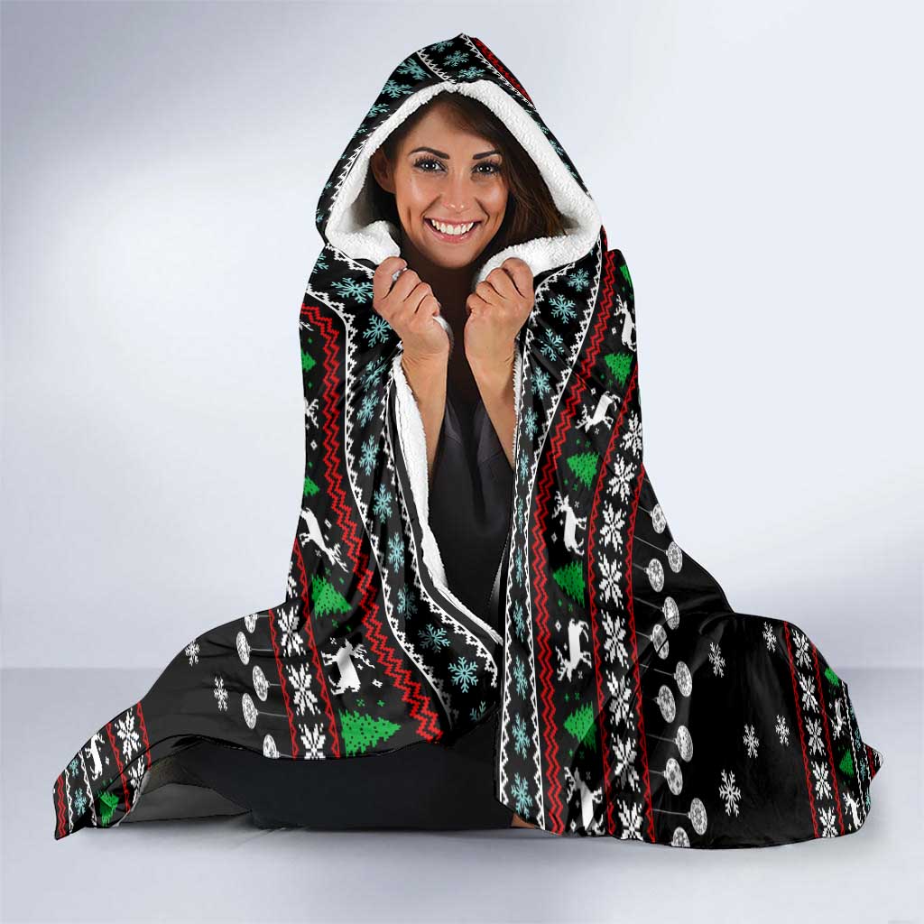 Running Oh What Fun Christmas Hooded Blanket Xmas Holiday Patterns - Wonder Print Shop