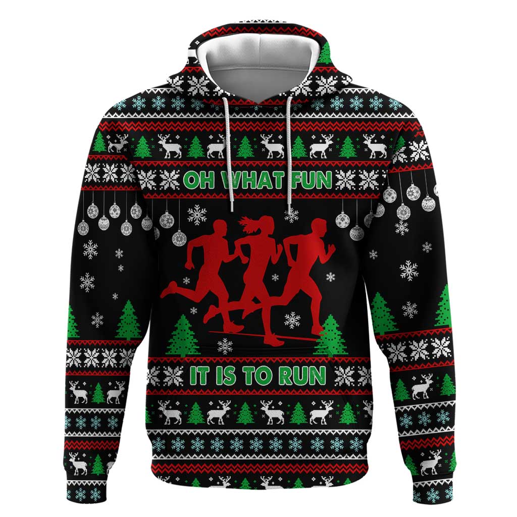 Running Oh What Fun Christmas Hoodie Xmas Holiday Patterns - Wonder Print Shop