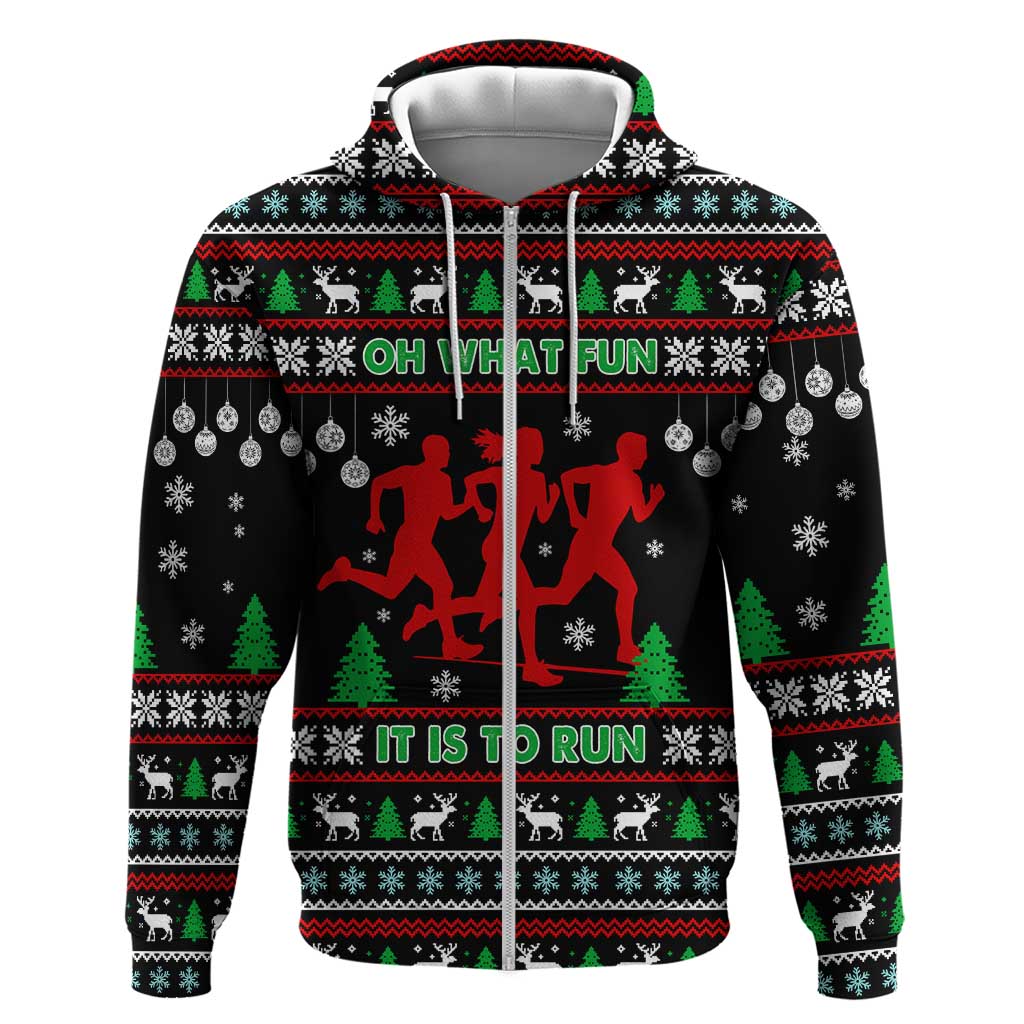 Running Oh What Fun Christmas Hoodie Xmas Holiday Patterns - Wonder Print Shop