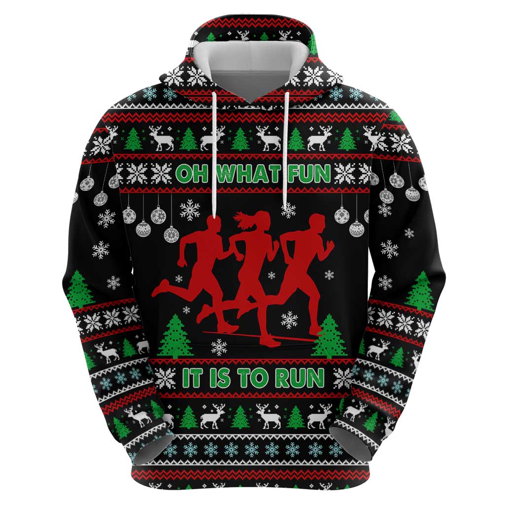 Running Oh What Fun Christmas Hoodie Xmas Holiday Patterns - Wonder Print Shop