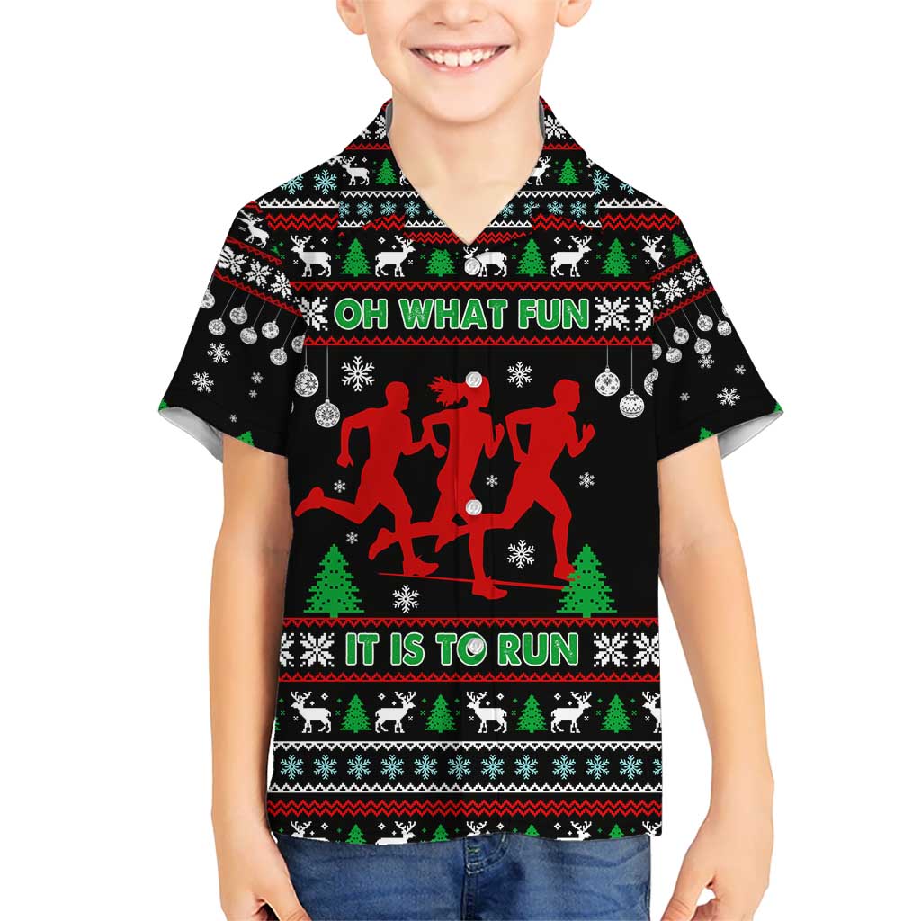 Running Oh What Fun Christmas Kid Hawaiian Shirt Xmas Holiday Patterns - Wonder Print Shop