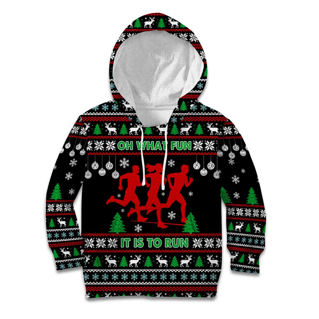 Running Oh What Fun Christmas Kid Hoodie Xmas Holiday Patterns - Wonder Print Shop