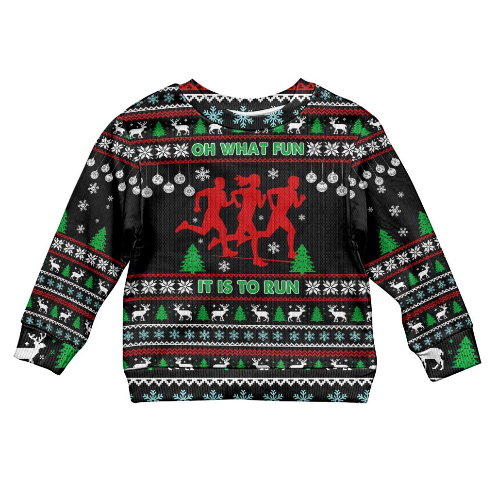 Running Oh What Fun Christmas Kid Ugly Christmas Sweater Xmas Holiday Patterns - Wonder Print Shop
