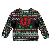 Running Oh What Fun Christmas Kid Ugly Christmas Sweater Xmas Holiday Patterns - Wonder Print Shop