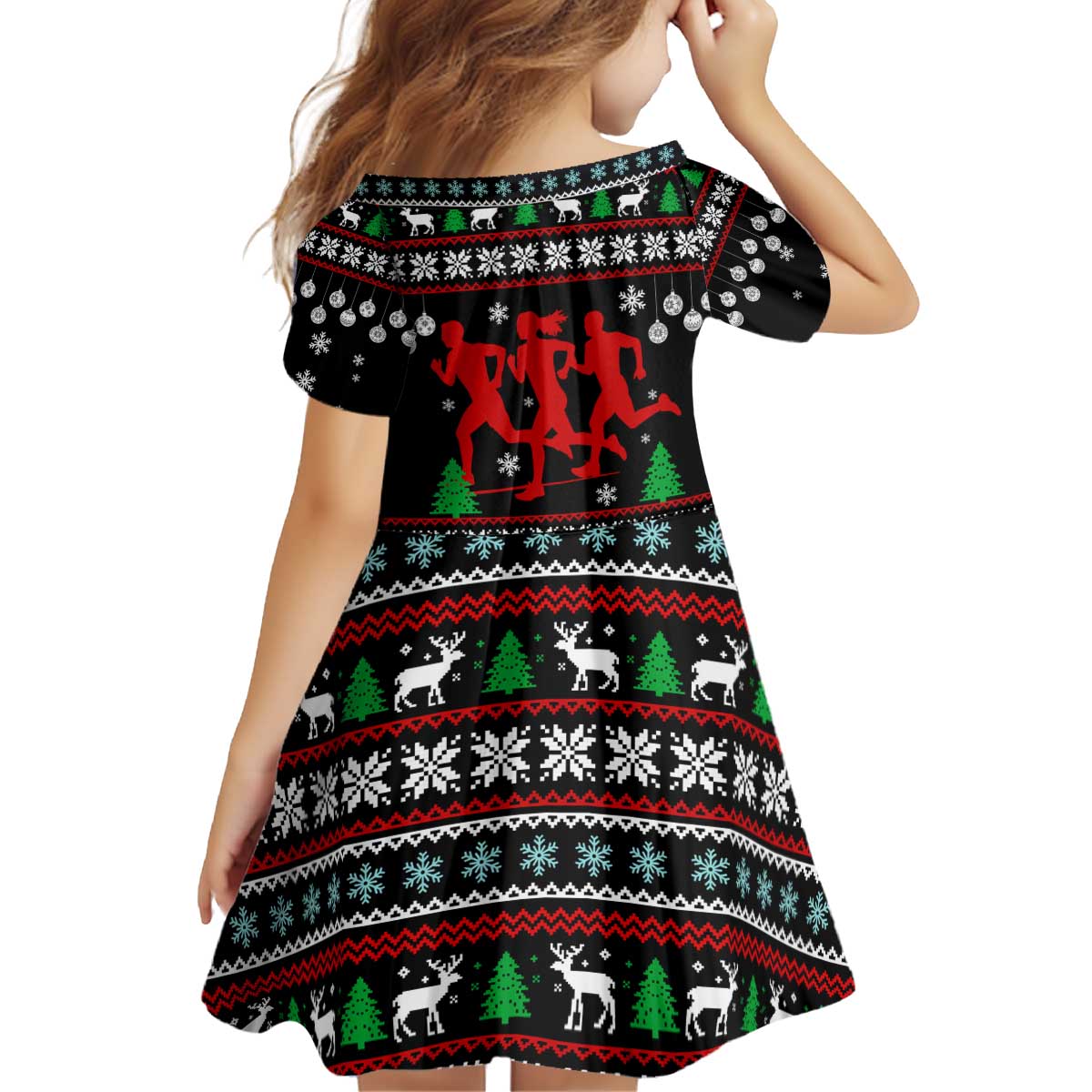 Running Oh What Fun Christmas Kid Short Sleeve Dress Xmas Holiday Patterns - Wonder Print Shop