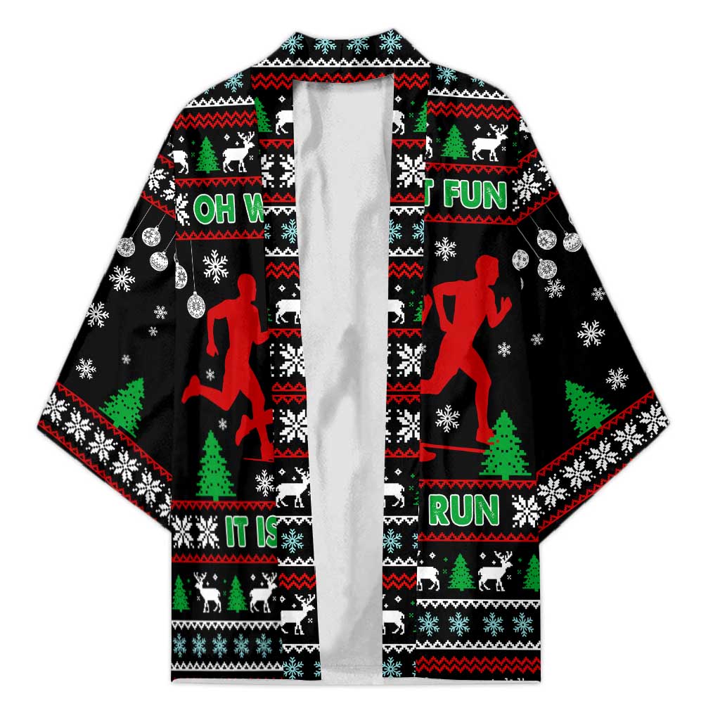 Running Oh What Fun Christmas Kimono Xmas Holiday Patterns - Wonder Print Shop