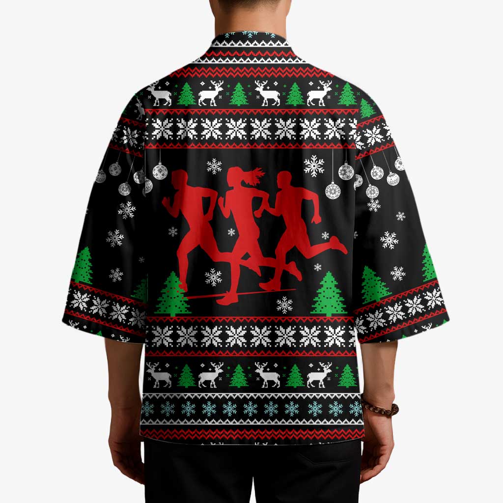 Running Oh What Fun Christmas Kimono Xmas Holiday Patterns - Wonder Print Shop