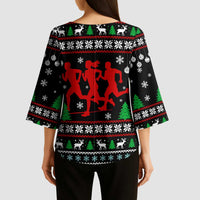 Running Oh What Fun Christmas Kimono Sleeve Blouse Xmas Holiday Patterns - Wonder Print Shop