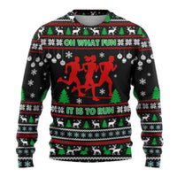 Running Oh What Fun Christmas Ugly Christmas Sweater Xmas Holiday Patterns - Wonder Print Shop