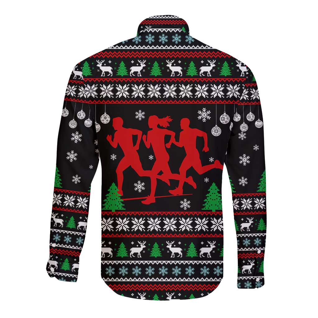 Running Oh What Fun Christmas Long Sleeve Button Shirt Xmas Holiday Patterns - Wonder Print Shop