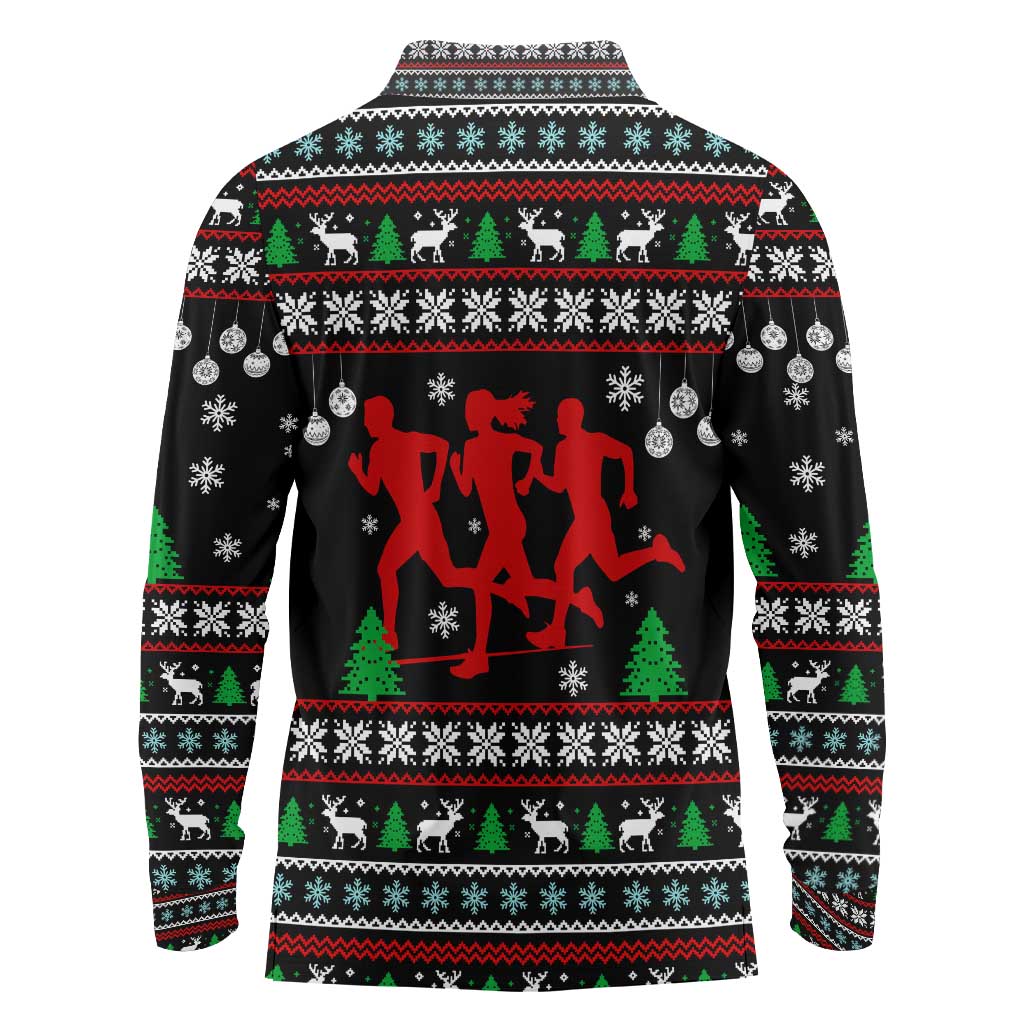 Running Oh What Fun Christmas Long Sleeve Polo Shirt Xmas Holiday Patterns - Wonder Print Shop