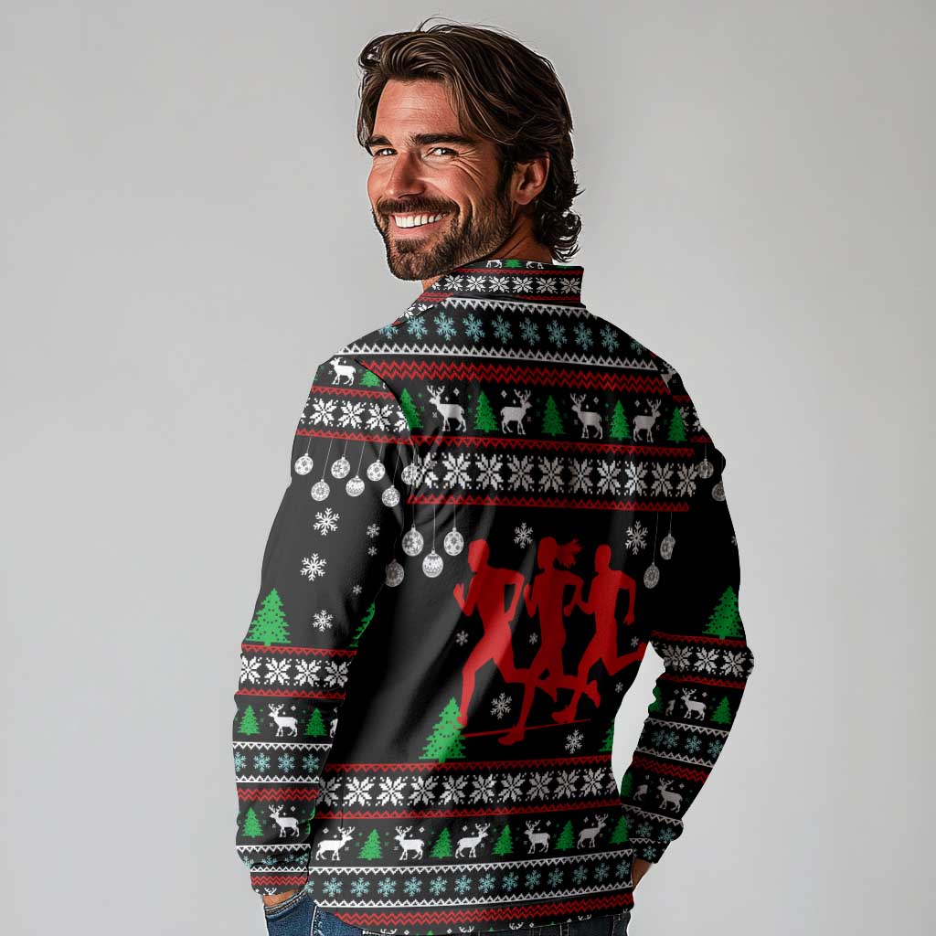 Running Oh What Fun Christmas Long Sleeve Polo Shirt Xmas Holiday Patterns - Wonder Print Shop