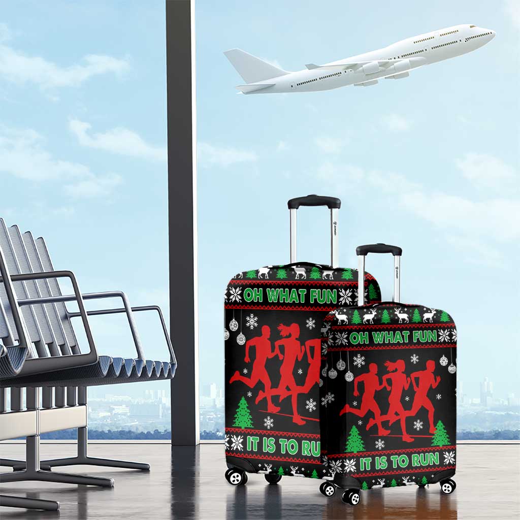 Running Oh What Fun Christmas Luggage Cover Xmas Holiday Patterns - Wonder Print Shop