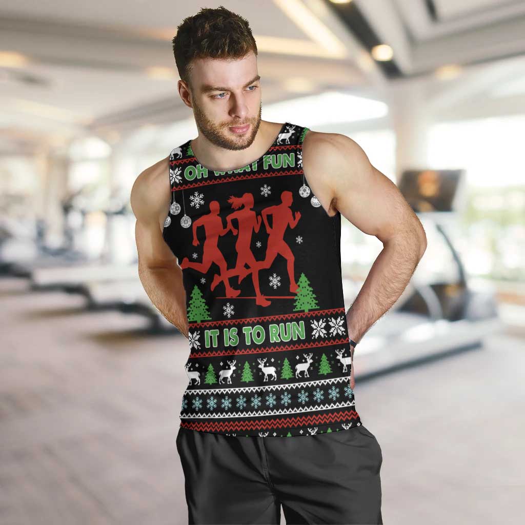 Running Oh What Fun Christmas Men Tank Top Xmas Holiday Patterns - Wonder Print Shop