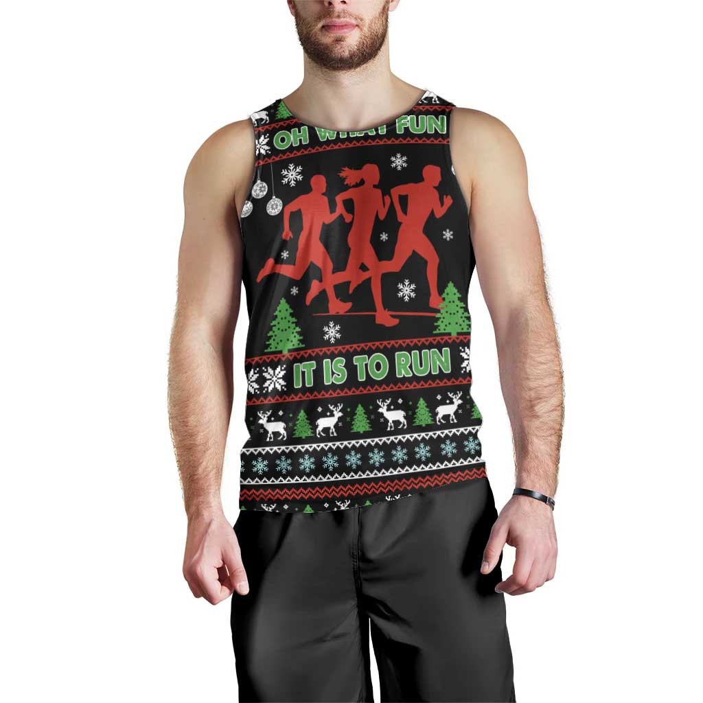 Running Oh What Fun Christmas Men Tank Top Xmas Holiday Patterns - Wonder Print Shop