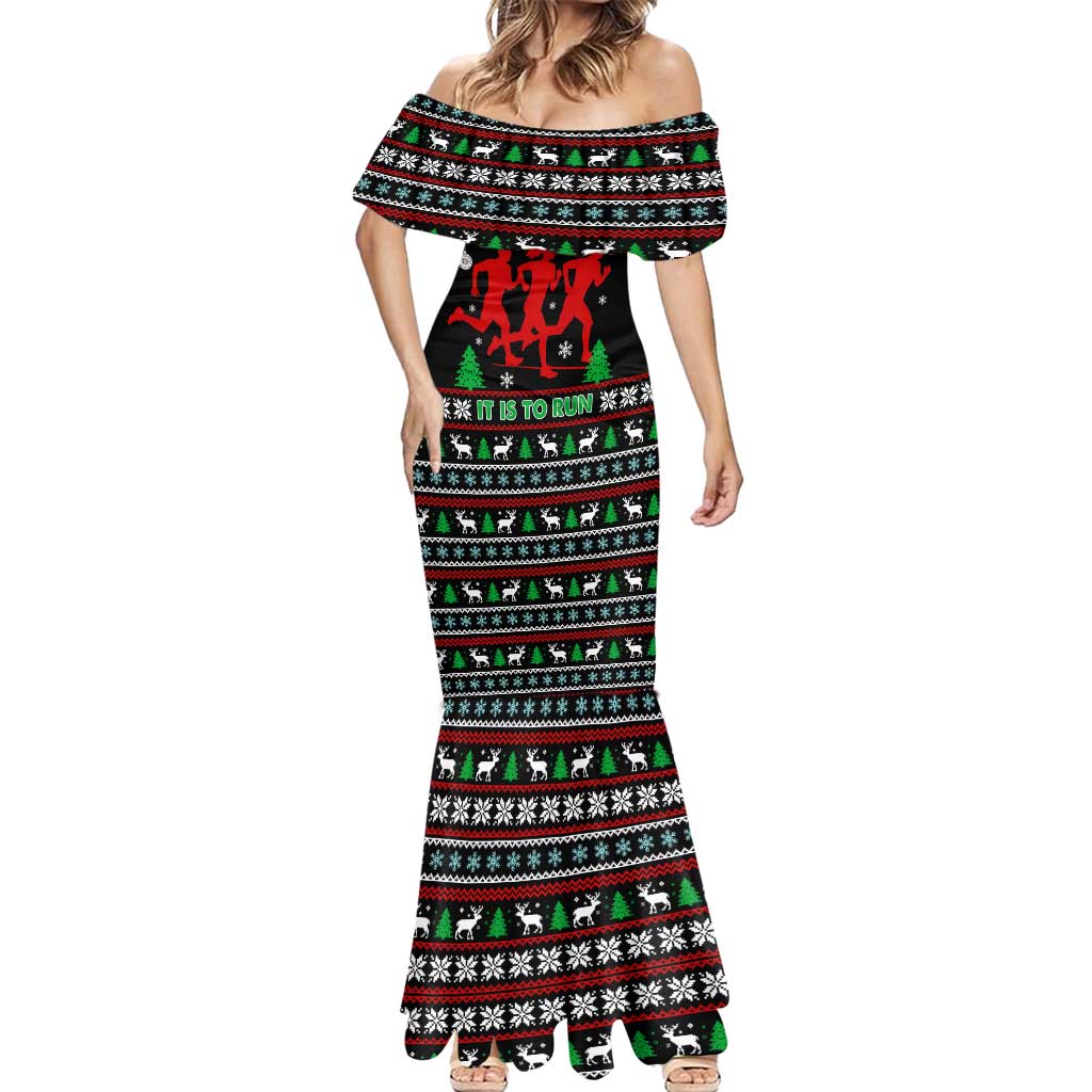 Running Oh What Fun Christmas Mermaid Dress Xmas Holiday Patterns - Wonder Print Shop