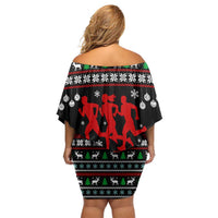 Running Oh What Fun Christmas Off Shoulder Short Dress Xmas Holiday Patterns - Wonder Print Shop