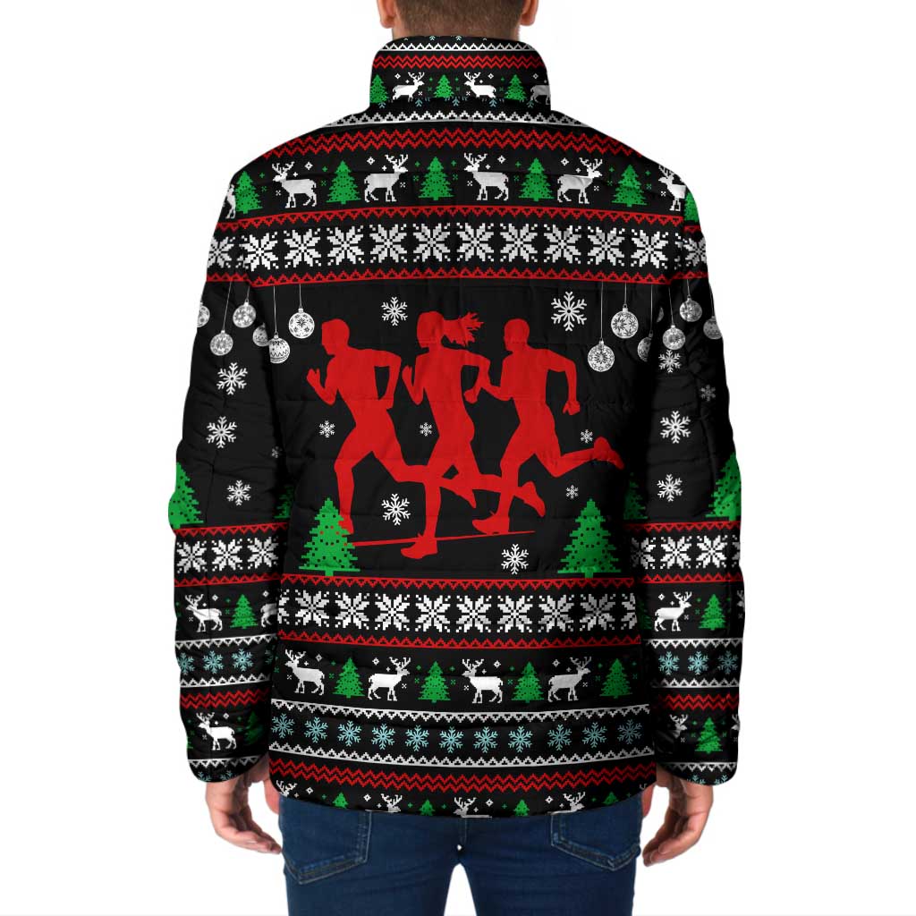 Running Oh What Fun Christmas Padded Jacket Xmas Holiday Patterns - Wonder Print Shop