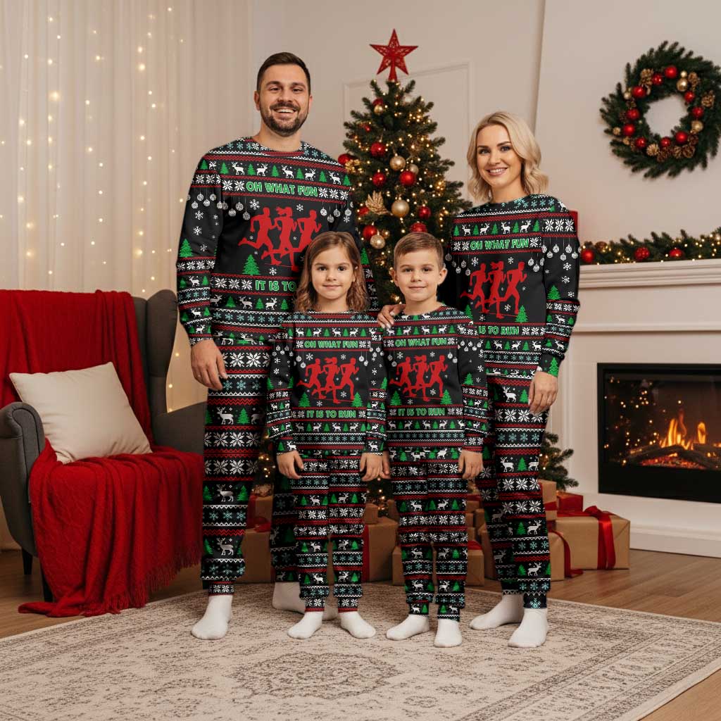 Running Oh What Fun Christmas Pajama Set Xmas Holiday Patterns - Wonder Print Shop