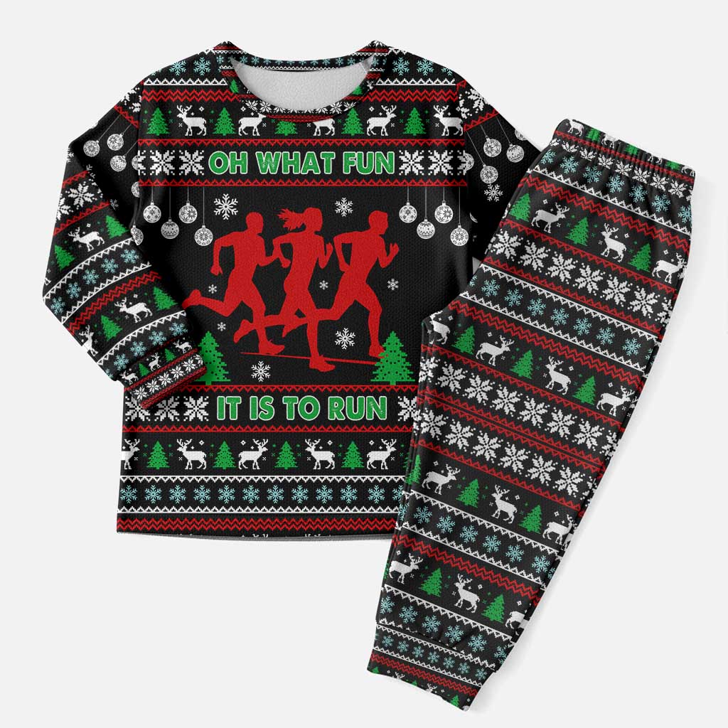 Running Oh What Fun Christmas Pajama Set Xmas Holiday Patterns - Wonder Print Shop