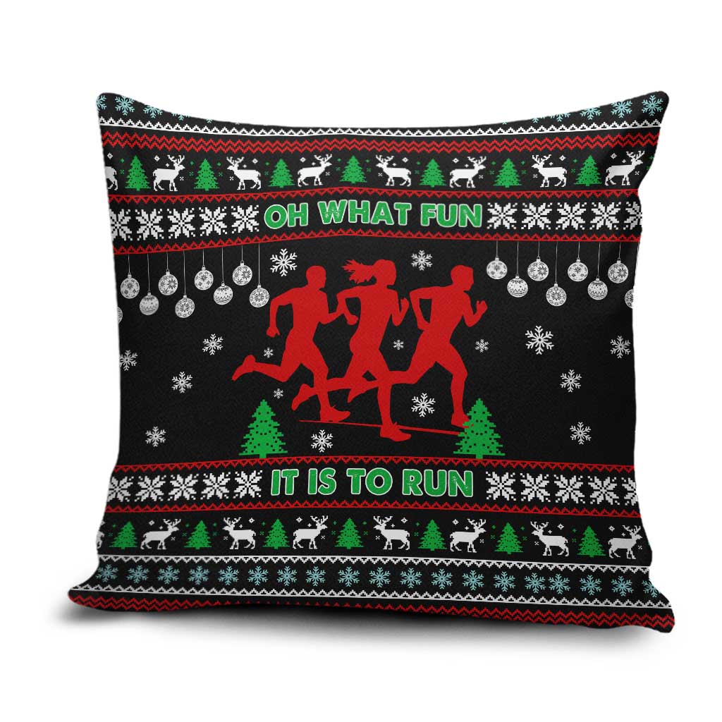 Running Oh What Fun Christmas Pillow Cover Xmas Holiday Patterns - Wonder Print Shop