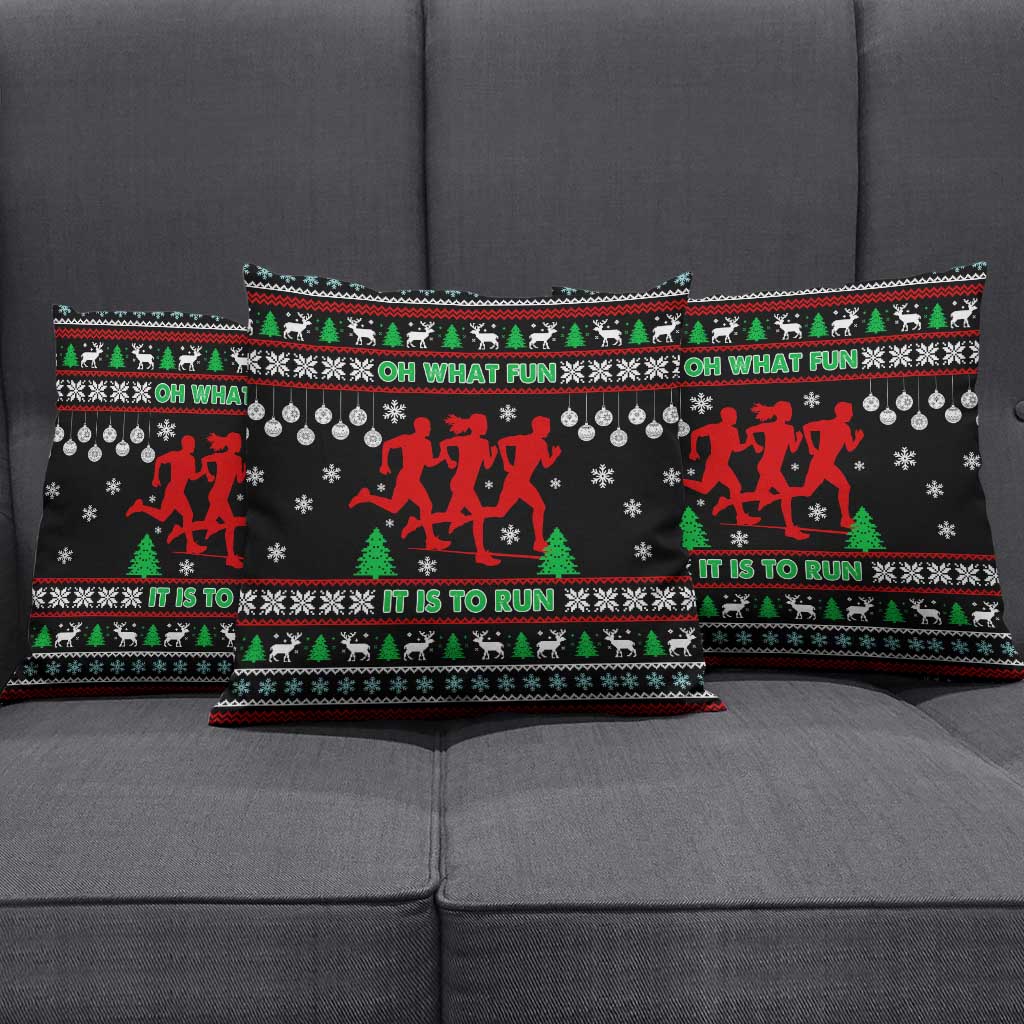 Running Oh What Fun Christmas Pillow Cover Xmas Holiday Patterns - Wonder Print Shop