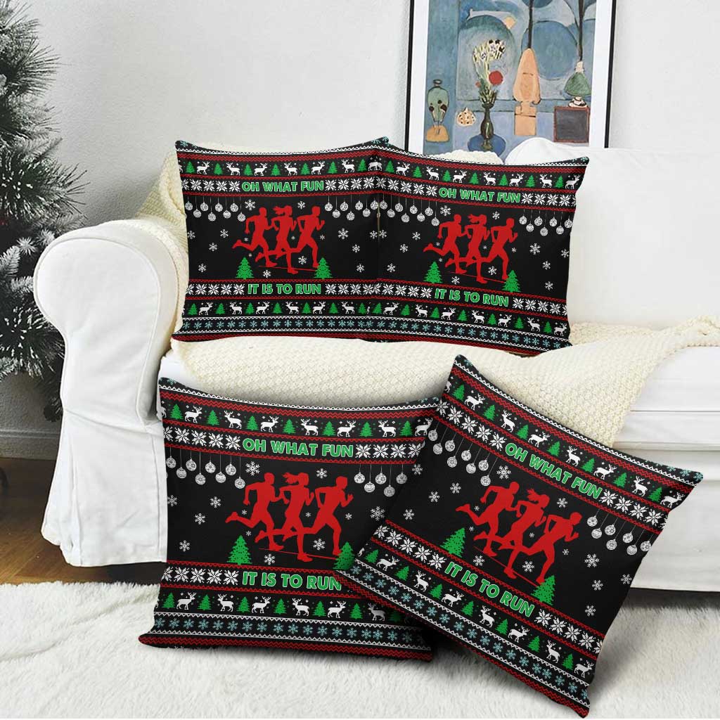 Running Oh What Fun Christmas Pillow Cover Xmas Holiday Patterns - Wonder Print Shop