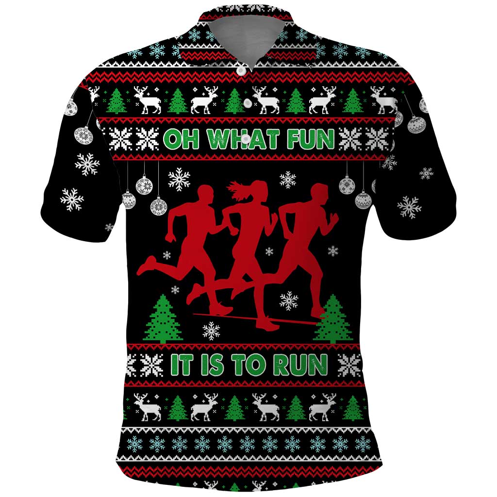 Running Oh What Fun Christmas Polo Shirt Xmas Holiday Patterns - Wonder Print Shop