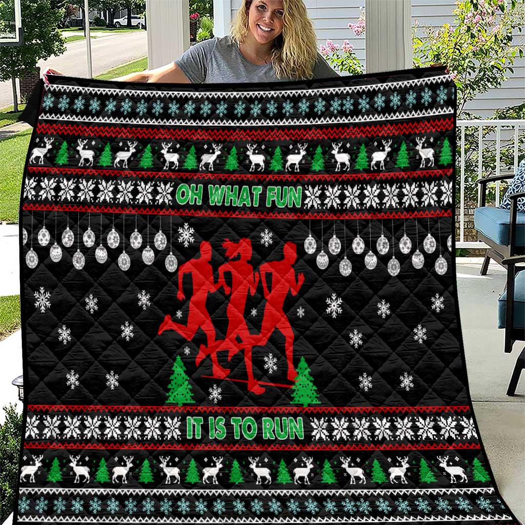 Running Oh What Fun Christmas Quilt Xmas Holiday Patterns - Wonder Print Shop