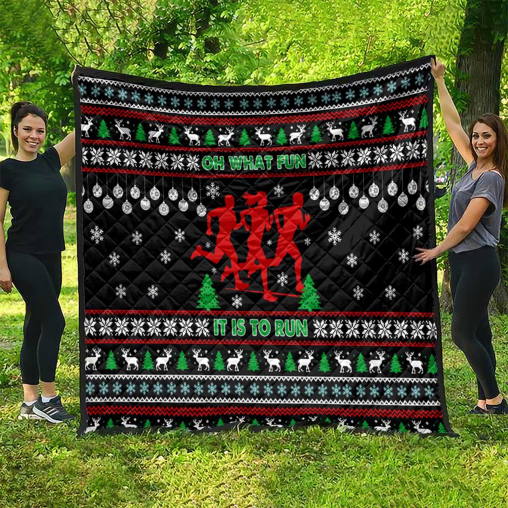 Running Oh What Fun Christmas Quilt Xmas Holiday Patterns - Wonder Print Shop