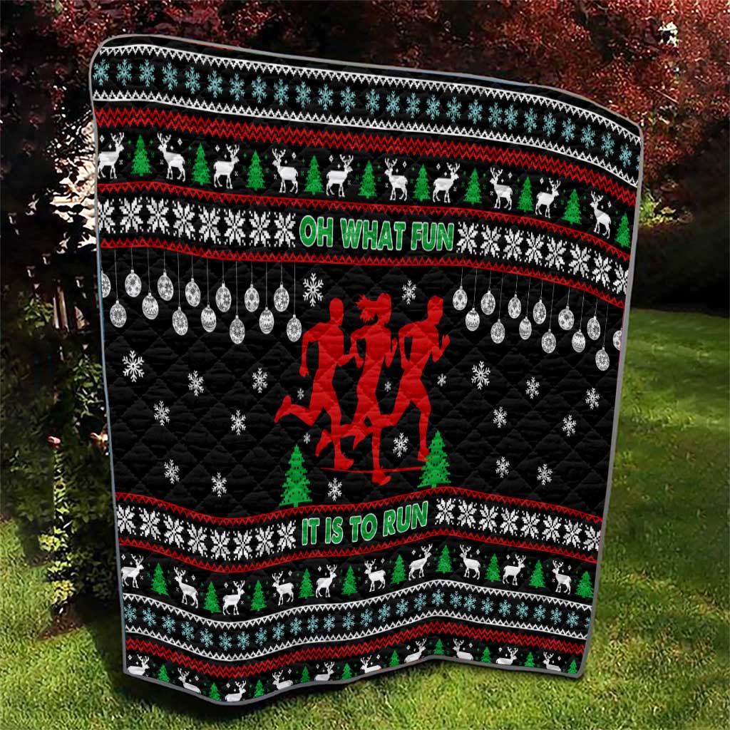 Running Oh What Fun Christmas Quilt Xmas Holiday Patterns - Wonder Print Shop
