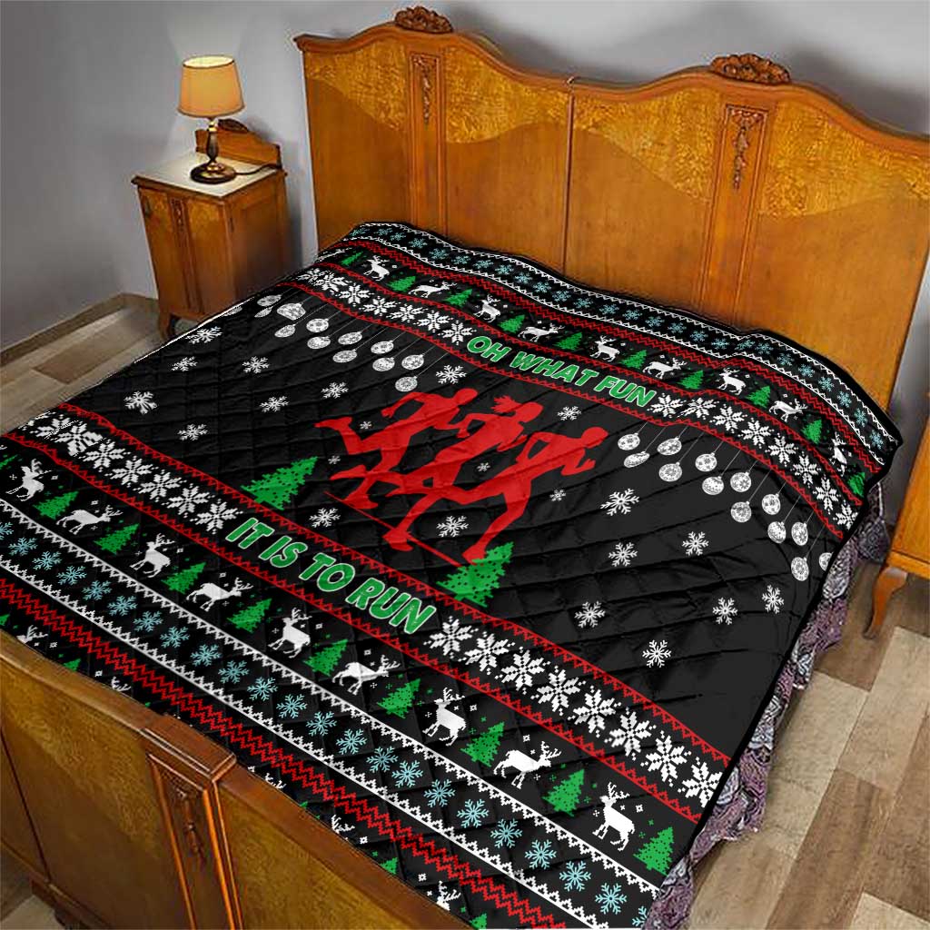 Running Oh What Fun Christmas Quilt Xmas Holiday Patterns - Wonder Print Shop