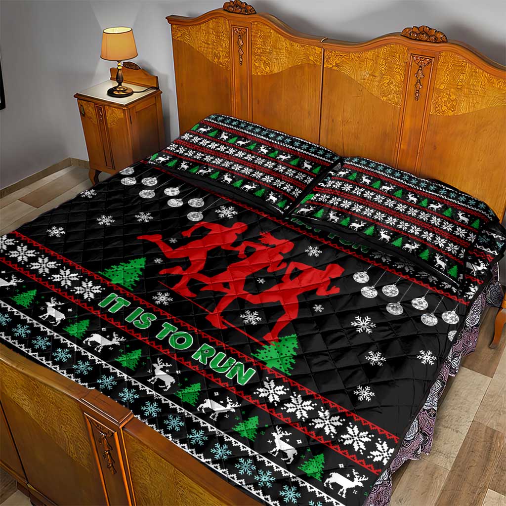 Running Oh What Fun Christmas Quilt Bed Set Xmas Holiday Patterns - Wonder Print Shop