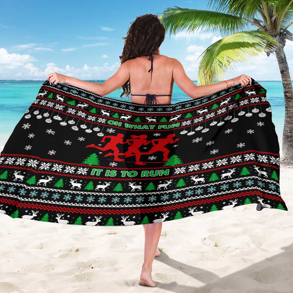 Running Oh What Fun Christmas Sarong Xmas Holiday Patterns - Wonder Print Shop