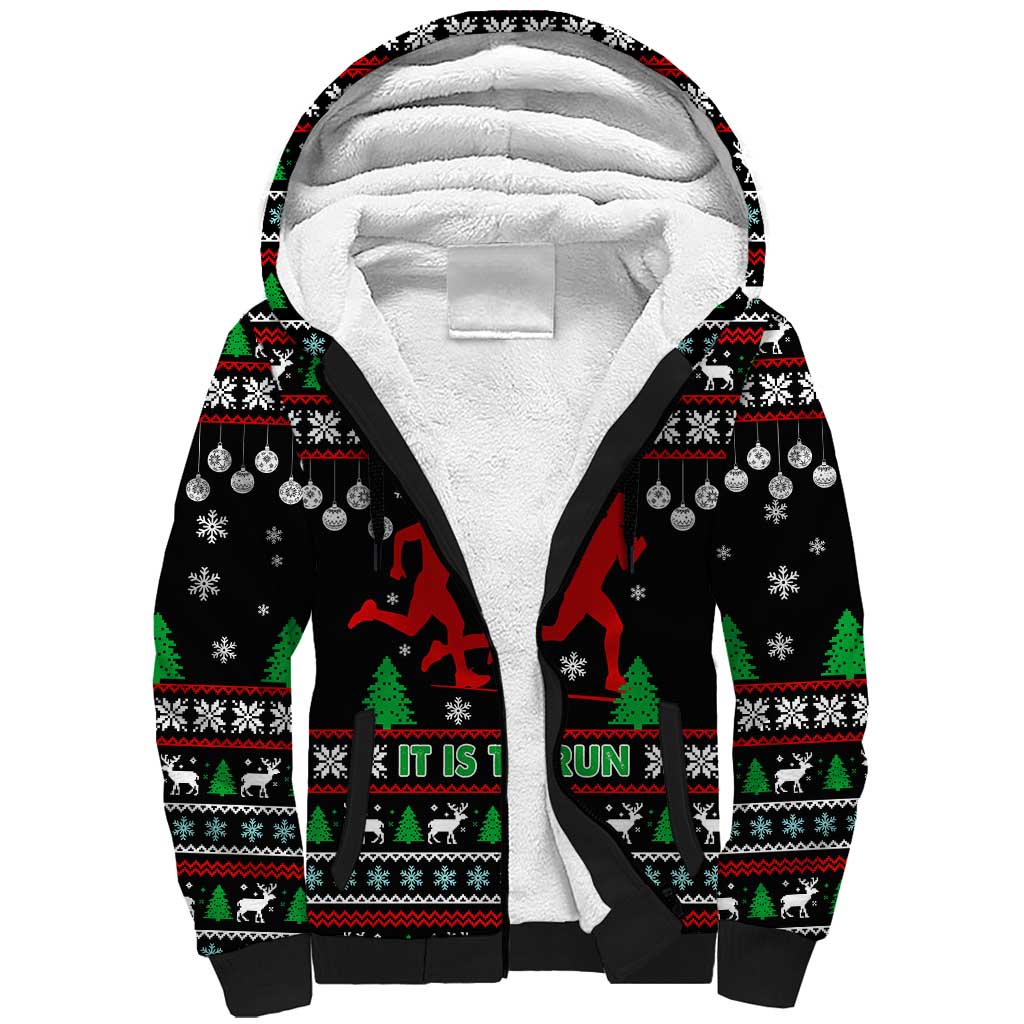Running Oh What Fun Christmas Sherpa Hoodie Xmas Holiday Patterns - Wonder Print Shop