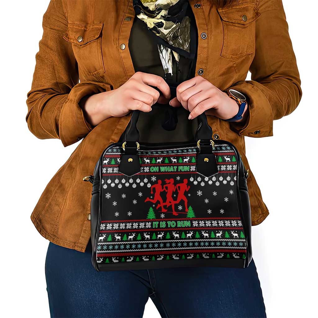 Running Oh What Fun Christmas Shoulder Handbag Xmas Holiday Patterns - Wonder Print Shop