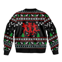 Running Oh What Fun Christmas Sleeve Zip Bomber Jacket Xmas Holiday Patterns - Wonder Print Shop