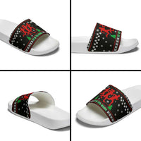 Running Oh What Fun Christmas Slide Sandals Xmas Holiday Patterns - Wonder Print Shop