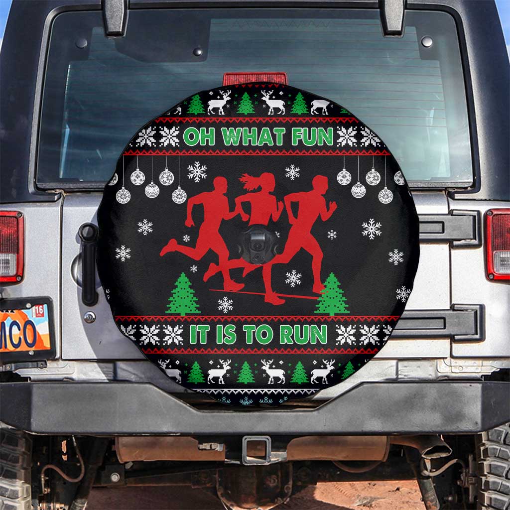 Running Oh What Fun Christmas Spare Tire Cover Xmas Holiday Patterns - Wonder Print Shop